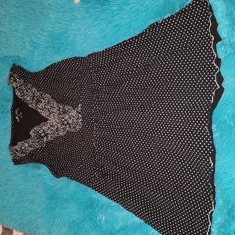 Willi Smith Black/White Polka Dot Sleeveless Babydoll Blouse size M